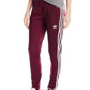 adidas burgundy track pants